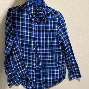 Ralph Lauren Men's Blue and White Checkered Shirt